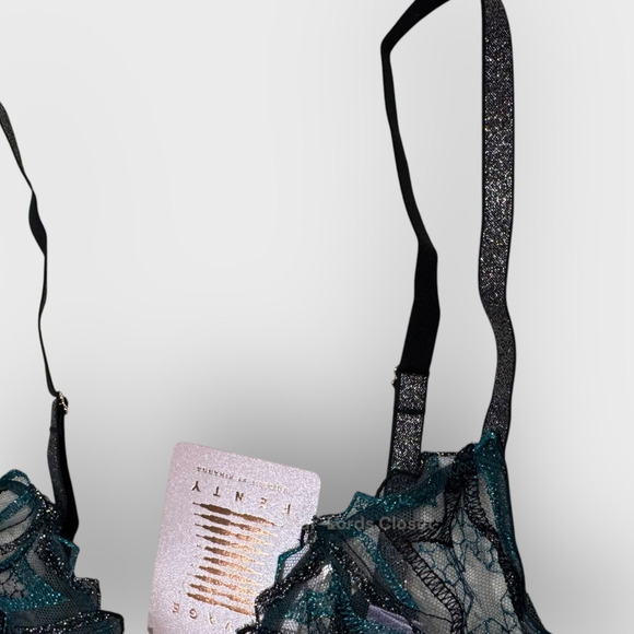 Savage X Fenty Shining Star Embroidered Unlined Demi Bra | 32D | Blue Festival - Picture 6 of 10